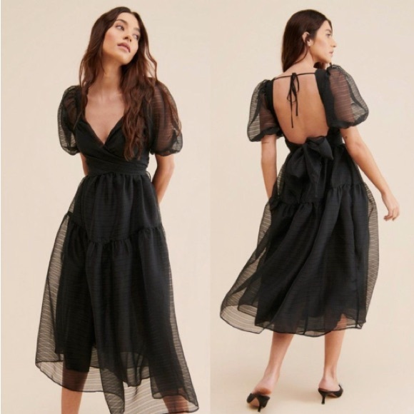 Free People Black Sheer Midi Dress - Picture 6 of 9